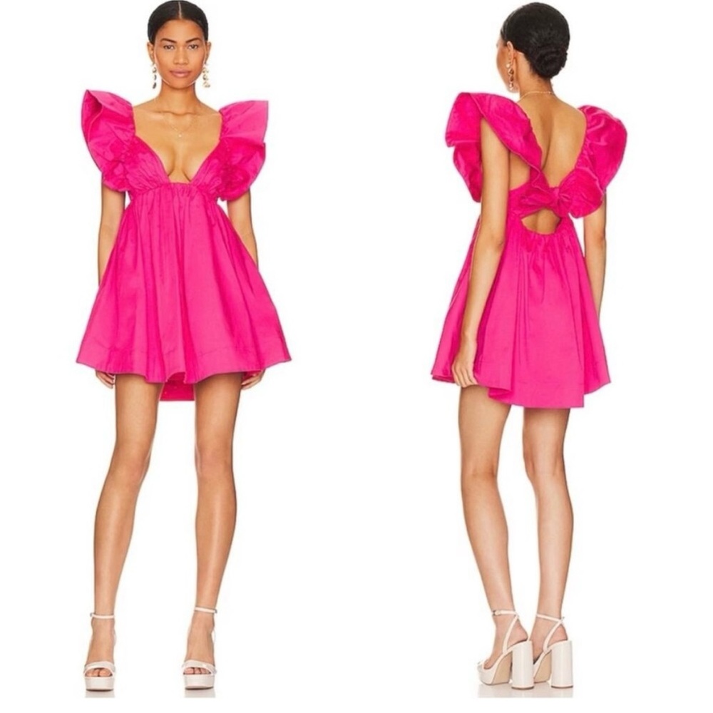 NWT For Love & Lemons Clementine Mini Dress in Fuchsia Size XXS